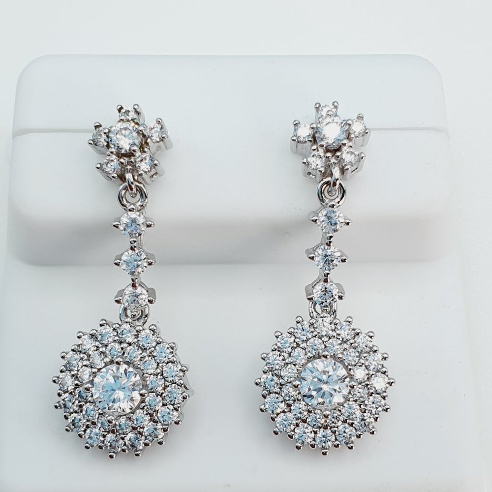 "925 Sterling Silver Cubic Zirconia Earrings, U19254845